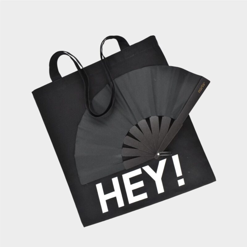 Combo 1 Tote Gabardina HEY + 1 Abanico Full Black Standard
